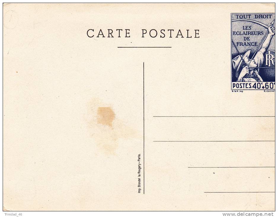 SCOUTISME LES ECLAIREURS DE FRANCE TIR A L' ARC CARTE POSTALE ET ENTIER POSTAL  RARE  ! ! ! - Scoutisme