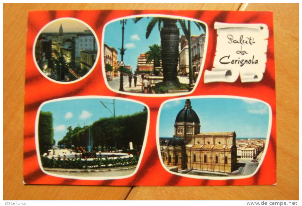 E71 CARTOLINA  Di  SALUTI DA CERIGNOLA FOGGIA BARI  VEDUTINE  8386 VIAGGIATA - Cerignola