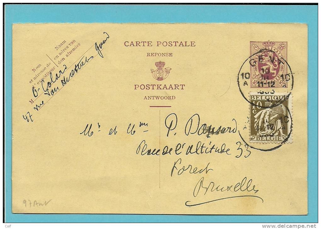 337 Op Entier (Reponse/Antwoord) Met Stempel GENT 10  (VK) - 1932 Cérès Et Mercure