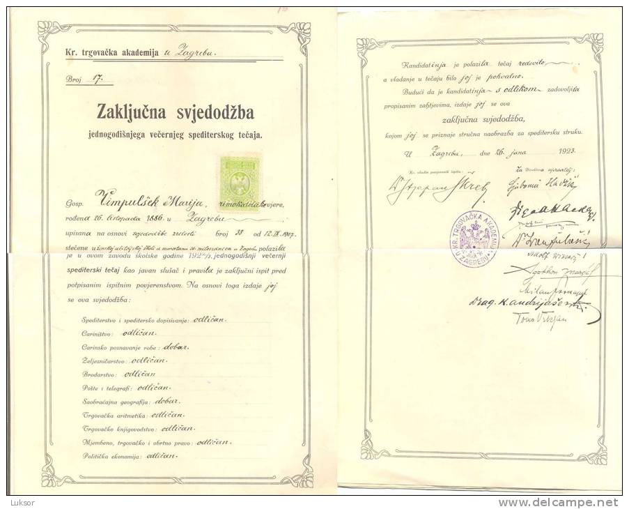 ZAGREB-ZAKLJUCNA SVJEDODZBA 1923 - Croatia