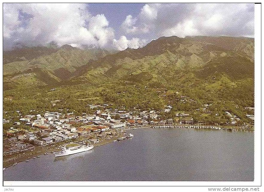THAITI VILLE ET PORT DE PAPEETE ,COLORISEE,VUE AERIENNE  REF 26350 - Tahiti