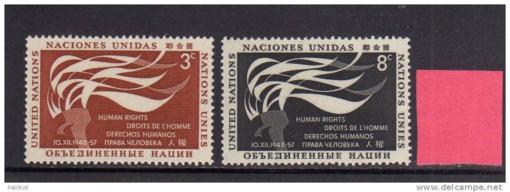 UNITED NATIONS NEW YORK - ONU - UN - UNO 1957 DIRITTI UMANI - HUMAN RIGHTS DAY MNH - Nuevos