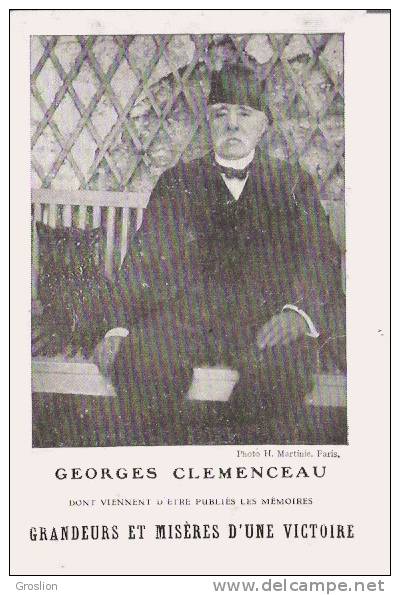 GEORGES CLEMENCEAU DONT VIENNENT D'ETRE PUBLIEES LES MEMOIRES GRANDEURS ET MISERES D'UNE VICTOIRE (LIB PLON) - Histoire