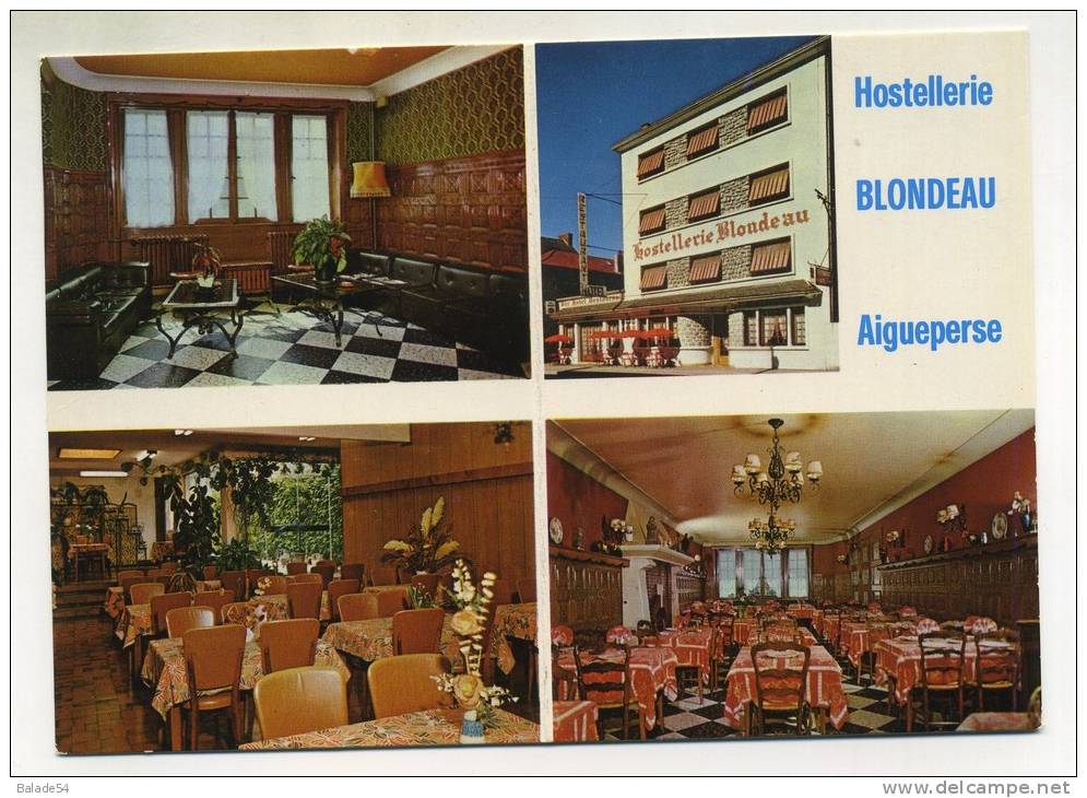 Carte Publicitaire - AIGUEPERSE (63) Hostellerie BLONDEAU - Bar - Restaurant - Aigueperse