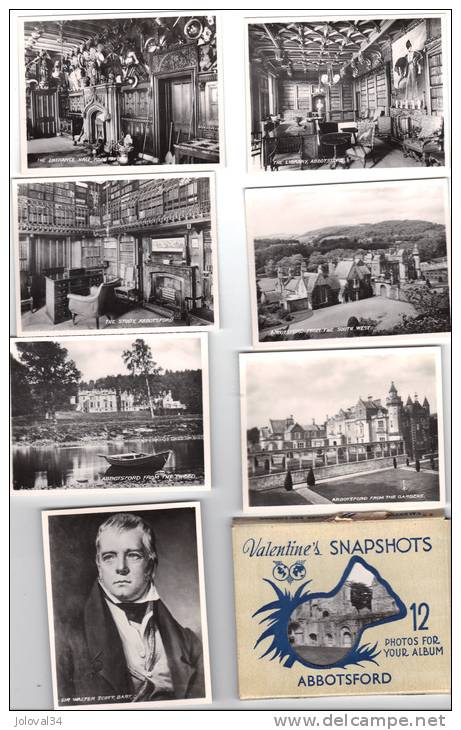 Valentine's SNAPSHOTS - 12 Photos - ABBOTSFORD - Sir Walter Scott Bart - Roxburghshire