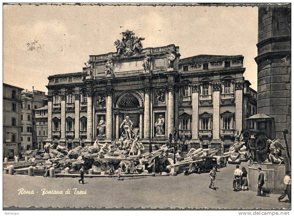 1954 ROMA FONTANA DI TREVI FG V SEE 3 SCAN ANIMATA AUTOMOBILI - Fontana Di Trevi