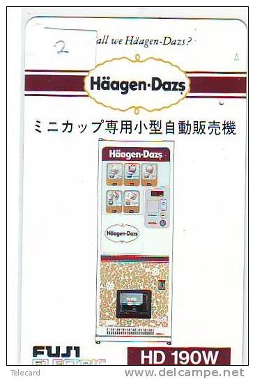 Télécarte Japon * GLACE HÄAGEN-DAZS Vanille  (2) ICE * Japan Phonecard * EIS Telefonkarte * Jewish - Polish - Alimentation