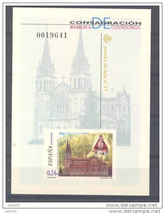 ESPO74-L1916BTSC.España   ,Spain.Espagne PRUEBA OFICIAL 74 .VIRGEN DE COVADONGA. 2001-(PO 74)LUJO - Sin Clasificación