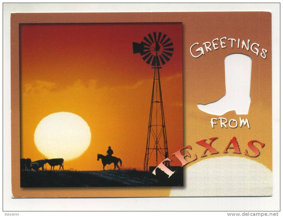 CPM - GREETING FROM TEXAS (car Découpée Forme De Botte) - Autres & Non Classés