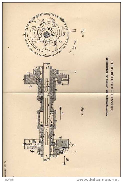 Original Patentschrift - L. Böttcher In Flensburg , 1901 , Regler Für Dampfmaschinen !!! - Máquinas