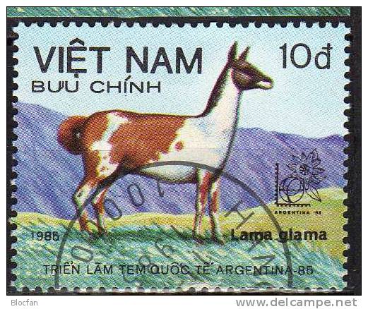 EXPO Argentina 1985 Buenos Aires Lama Vietnam 1587 Plus Block 38 O 2€ Naturschutz WWF Souvenir Sheet  Fogli Bf Viet Nam - Vietnam