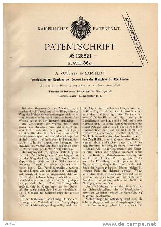 Original Patentschrift - A. Voss In Sarstedt , 1901 , Bratofen , Kochherd , Küche  !!! - Macchine