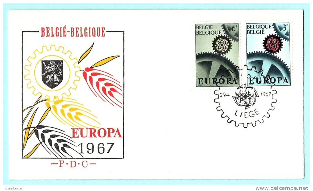 Belgium Belgien  FDC 1415/1416 Europa CEPT 1967 - 1961-1970