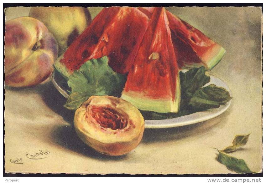 CARLO  CHIOSTRI   Fruits     Signed  Old Postcard  1931. - Chiostri, Carlo