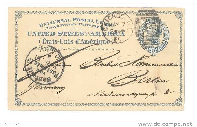 1828 USA CARD INTERO POSTALE Postal-stationary To Germany - ...-1900