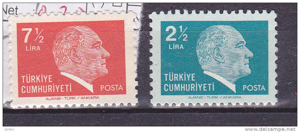 TURQUIE N° 2287/2288 SERIE COURANTE ATATURK - Unused Stamps