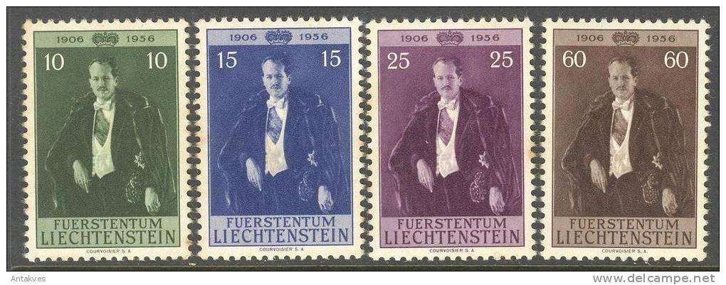 Liechtenstein 1956 Franz Josf II Set Of 4 MH See Scans! Brown Spots ! - Gebruikt