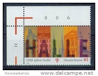 !a! GERMANY 2006 Mi. 2510 MNH SINGLE From Upper Left Corner -Town Of Halle - Ungebraucht