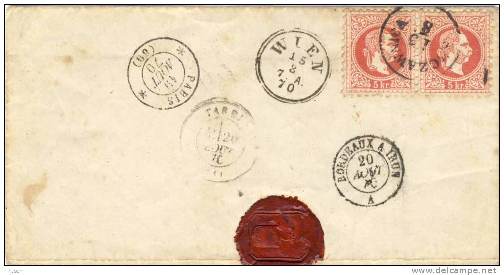 Österreich 1867 - Szczawnica Brief Nach Frankreich - 5 * 5 Kreuzer - Covers & Documents