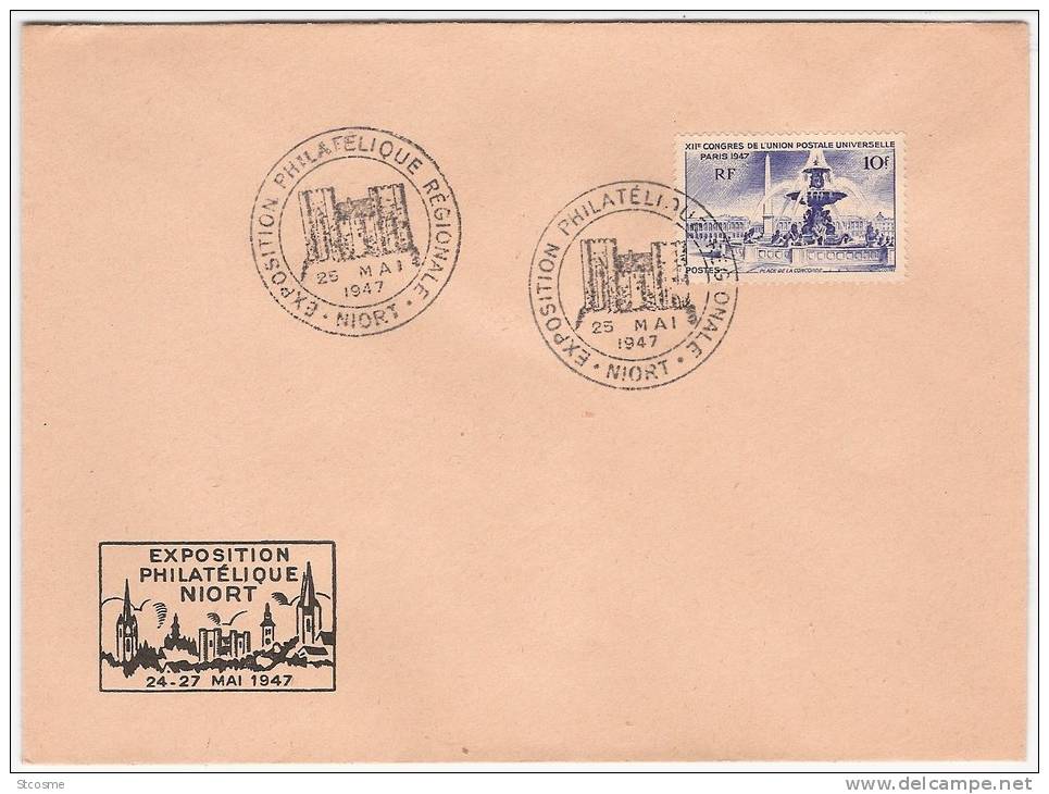 A161 - Exposition Philatélique De Niort Avec Cachet Sur Lettre Du 25/05/1947 - Congrès De L'UPI - Temporary Postmarks