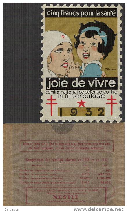 TC 26 / ANTITUBERCULEUX: Grande Vignette "cinq Francs" De 1932 **  Superbe Avec Sa Pochette - Antituberculeux