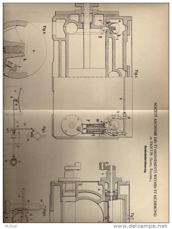 Original Patentschrift - W. Et Richemond In Pantin , Seine , 1900, Rundschiebersteuerung , Dampfcylinder !!! - Machines