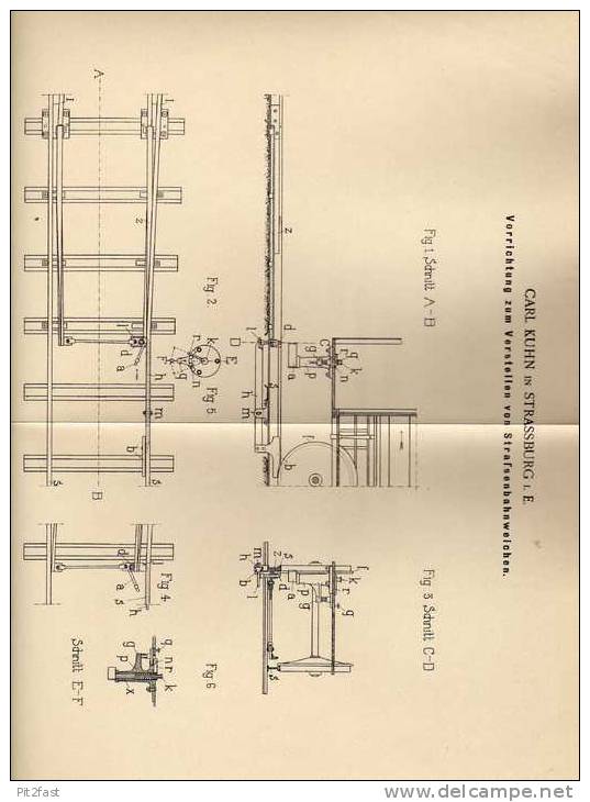 Original Patentschrift - C. Kuhn In Strassburg I.E., 1900, Strassenbahn , Weiche , Eisenbahn !!! - Máquinas