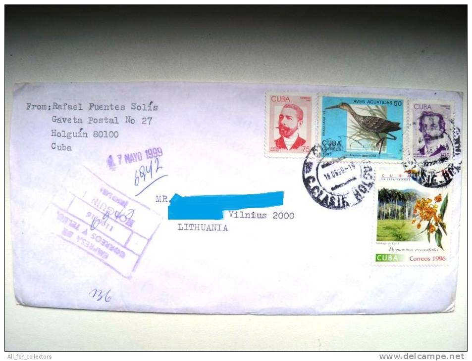 Registered Cover Sent  To Lithuania, Bird Oiseaux, Brasiliana '93, Flowers, Agramonte - Storia Postale