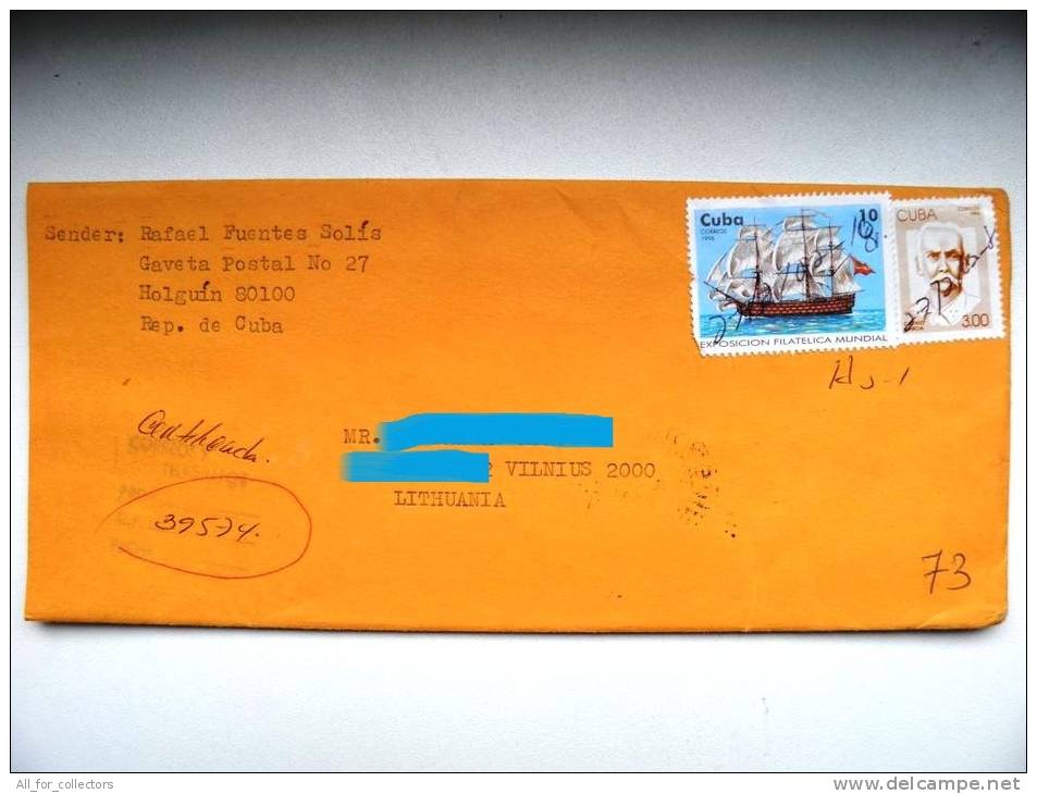 Registered Cover Sent  To Lithuania, Ship, Exposition Filatelica Mundial, - Briefe U. Dokumente