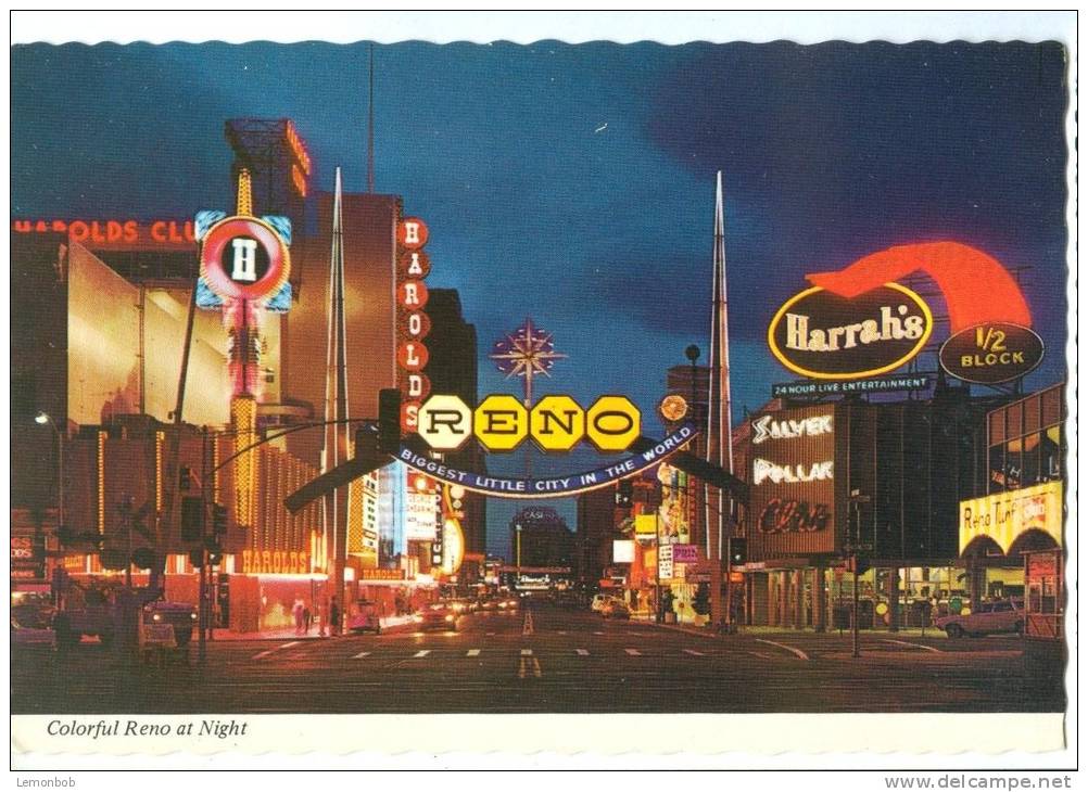 USA, Colorful Reno At Night, Nevada, Unused Postcard [P8733] - Reno