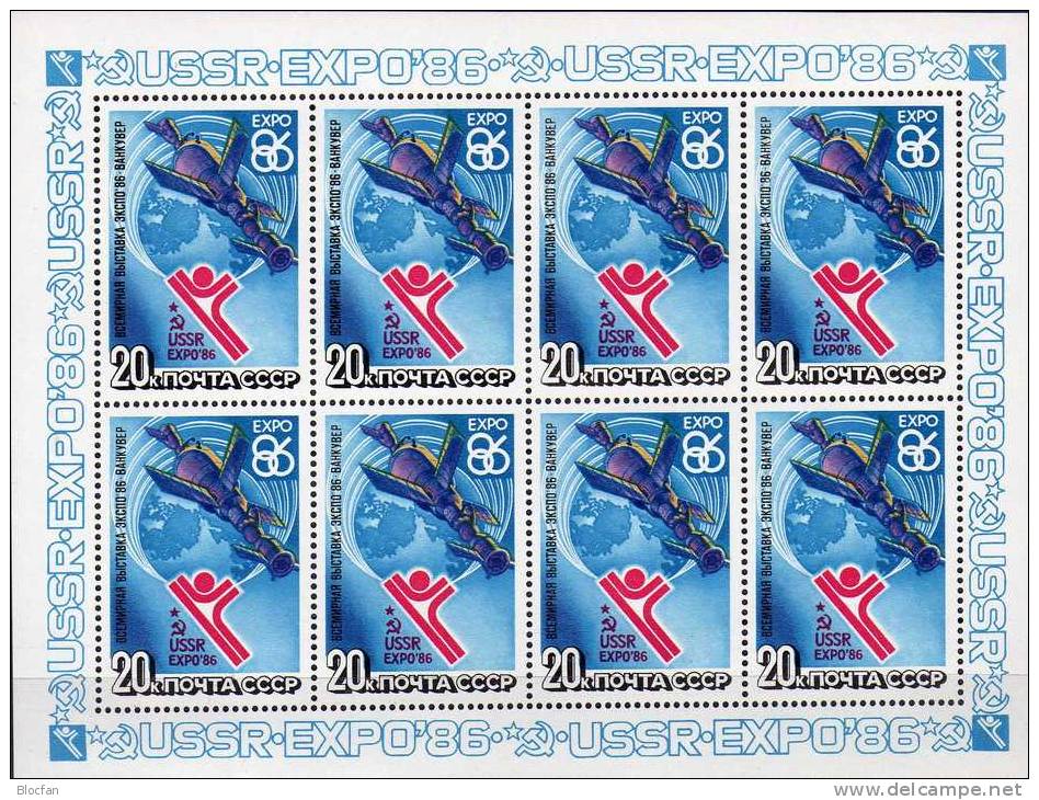 EXPO Vencouver 1986 Sowjetunion 5589KB ** 30€ Salut-ORBIT-Komplex Kleinbogen Sheet Bloque Space Sheetlet Bf USSR CCCP SU - 1967 – Montreal (Canada)