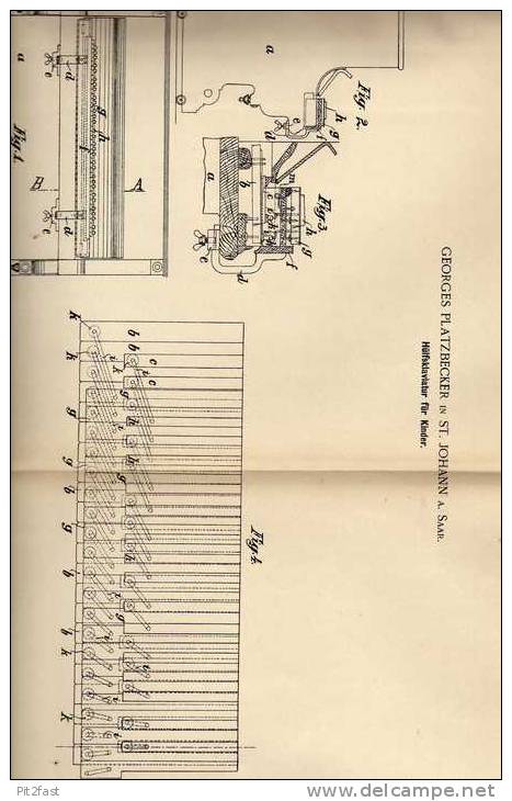 Original Patentschrift - G. Platzberger In St. Johann , 1900 , Klavier Für Kinder , Piano , Tastatur !!! - Instrumentos De Música