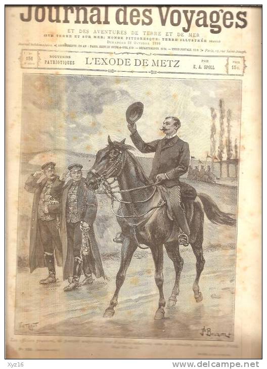 JOURNAL DES VOYAGES N° 151  22 Octobre  1899   L'EXODE DE METZ - Zeitschriften - Vor 1900