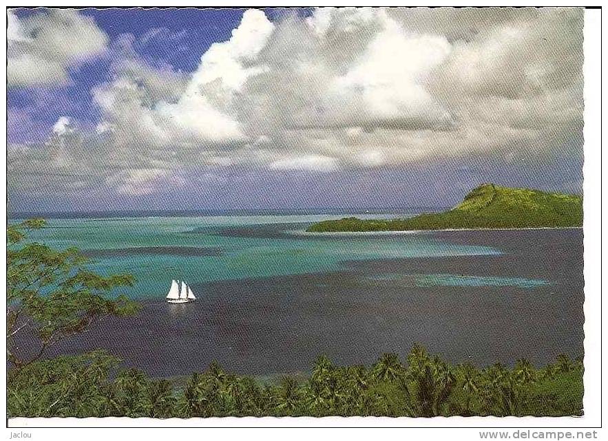 LAGON ET ILE DE TOOPUA A BORA BORA ,VOILIER,COLORISEE    REF 26379 - Französisch-Polynesien