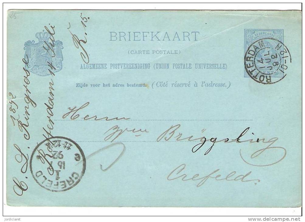 BRIEFKAART 1892         ESCANER - Postal Stationery