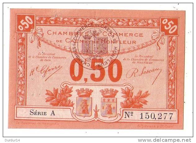 1 Billet De 0.50 - 1920-1923 - CHAMBRE DE COMMERCE DE CAEN - HONFLEUR - Chambre De Commerce