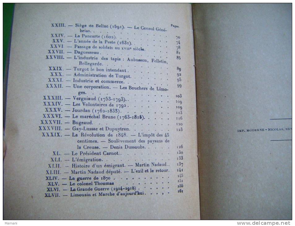 Lectures Sur L´histoire Du Limousin Et De La Marche -----les Editions Rieder -jb Perchaud-nouvelle Edition - Geschiedenis