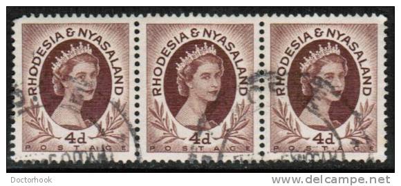 RHODESIA &amp; NYASALAND   Scott #  145  VF USED Strip Of 3 - Rhodesia & Nyasaland (1954-1963)