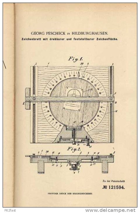 Original Patentschrift - G- Pescheck In Hildburghausen , 1900 , Zeichenbrett , Architekt , Planung !!! - Architektur