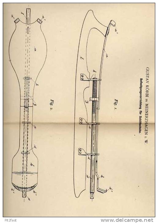 Original Patentschrift - G. Körbi In Meinerzhagen I.W., 1897 , Schlittschuhe , Eiskunstlauf , Eislauf !!! - Winter Sports