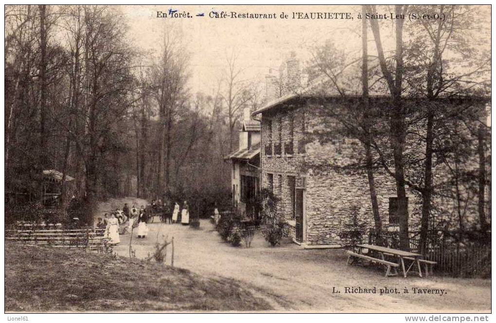 SAINT-LEU : (95) Café-Restaurant De L'Eauriette à St-Leu. Au Dos Publicité De La Maison SIMANDOUX Avec Tarifs - Saint Leu La Foret