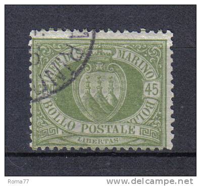 7 - SAN MARINO 1892 , 45 Cent N. 18 Usato - Oblitérés