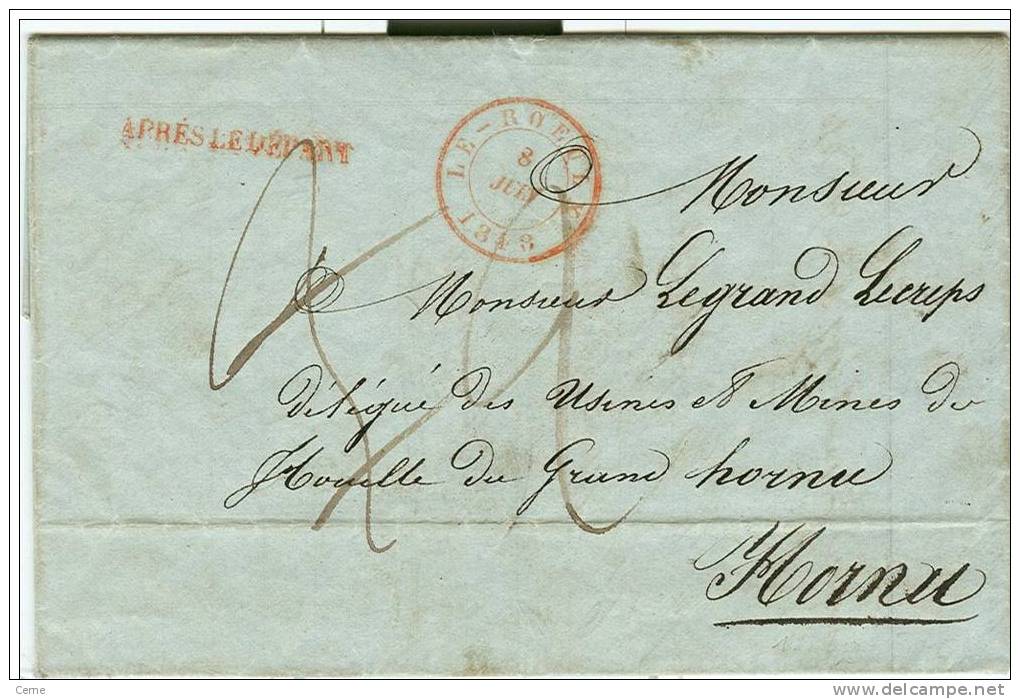 Belgique - Précurseur De Le Roeulx Vers Hornu Du 08/06/1848, Griffe "après Le Départ", "St Ghislain" Au Verso, See Scan - 1830-1849 (Belgique Indépendante)