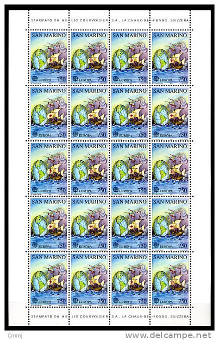 1992 - SAINT-MARIN - SAN MARINO - Sass MF 1351/52 - Mi. 1508/09 - MNH - (**) - New Mint - Blocs-feuillets