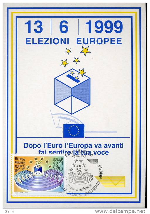 20° ANNIVERSARIO ELEZIONI PARLAMENTO EUROPEO 1999  MAXIMUM II° TIPO - Partidos Politicos & Elecciones
