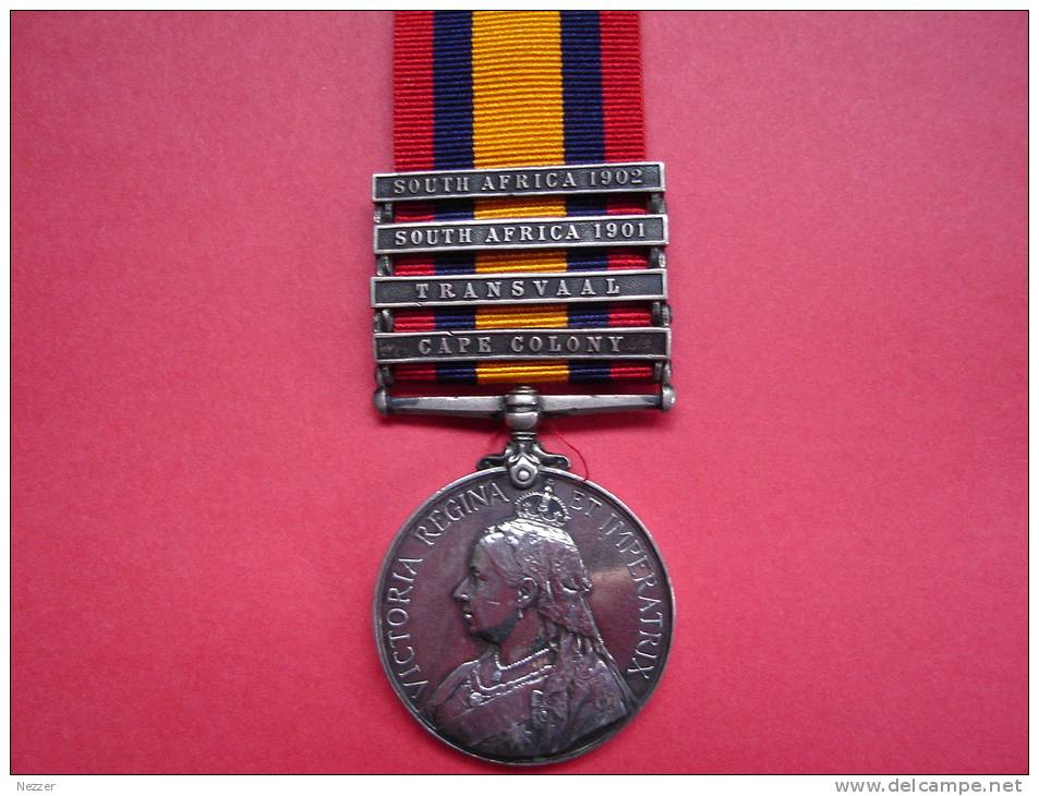 Boer War Medal.  4 Bars Side Text ,,3761 Pte F.w.collins 2nd Midd Sx Reg T.,, - Gran Bretaña