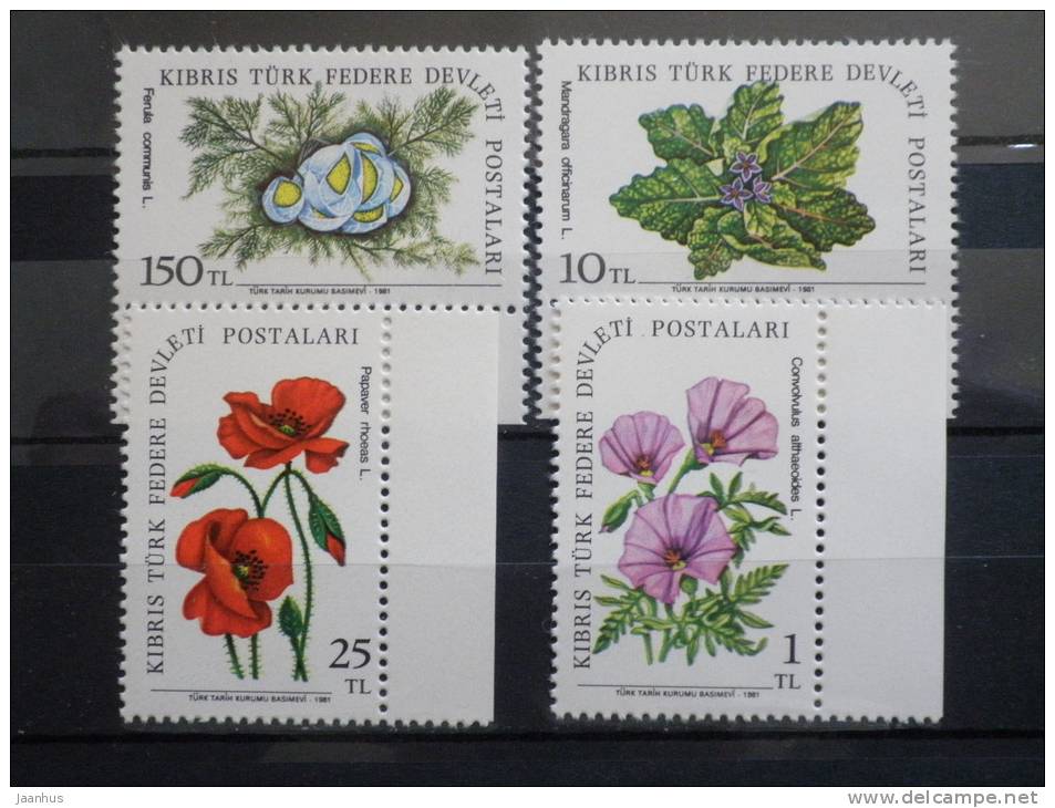 Cyprus Turkey - 1981 - Mi.Nr.101-104 - MNH** - Wild Flowers - Flora - Complete Set Of 4 - Unused Stamps
