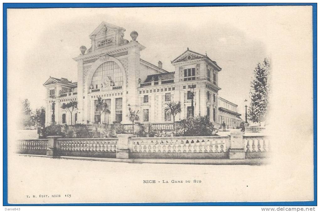 CPA Dos Précurseur - ALPES MARITIMES - NICE - LA GARE DU SUD - T. B. éditions Nice / 145 - Ferrocarril - Estación