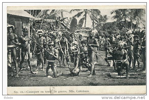 No 10 Canaques En Tenue De Guerre Nlle Caledonié  Timbrée Noumea 1906 - Nouvelle-Calédonie