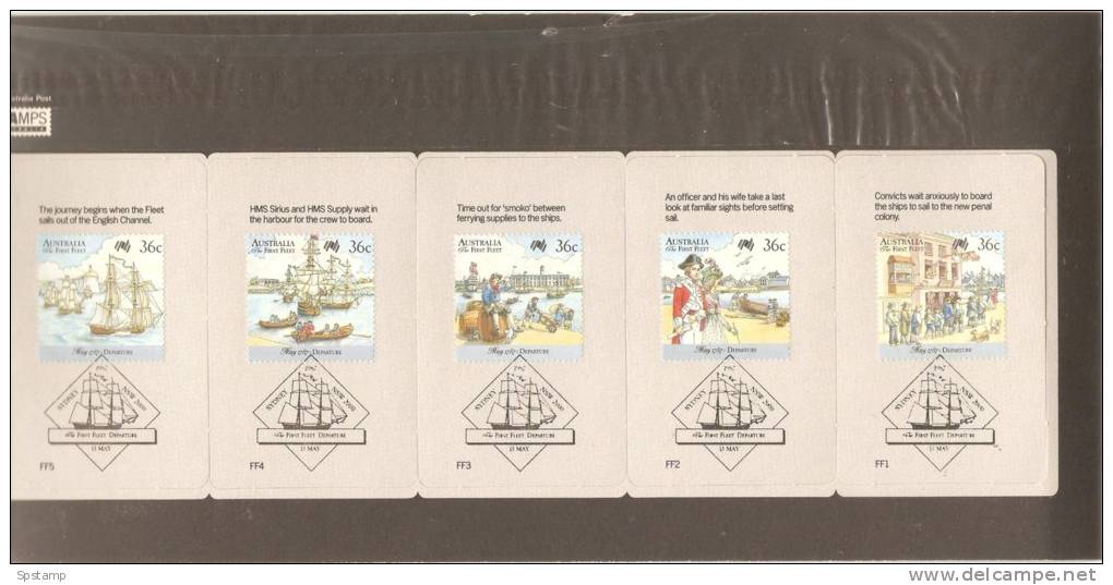 Australia Post Maximum / Collector Card Set 1987 First Fleet ' Departure ' 5 Cards In Pack - Maximum Cards